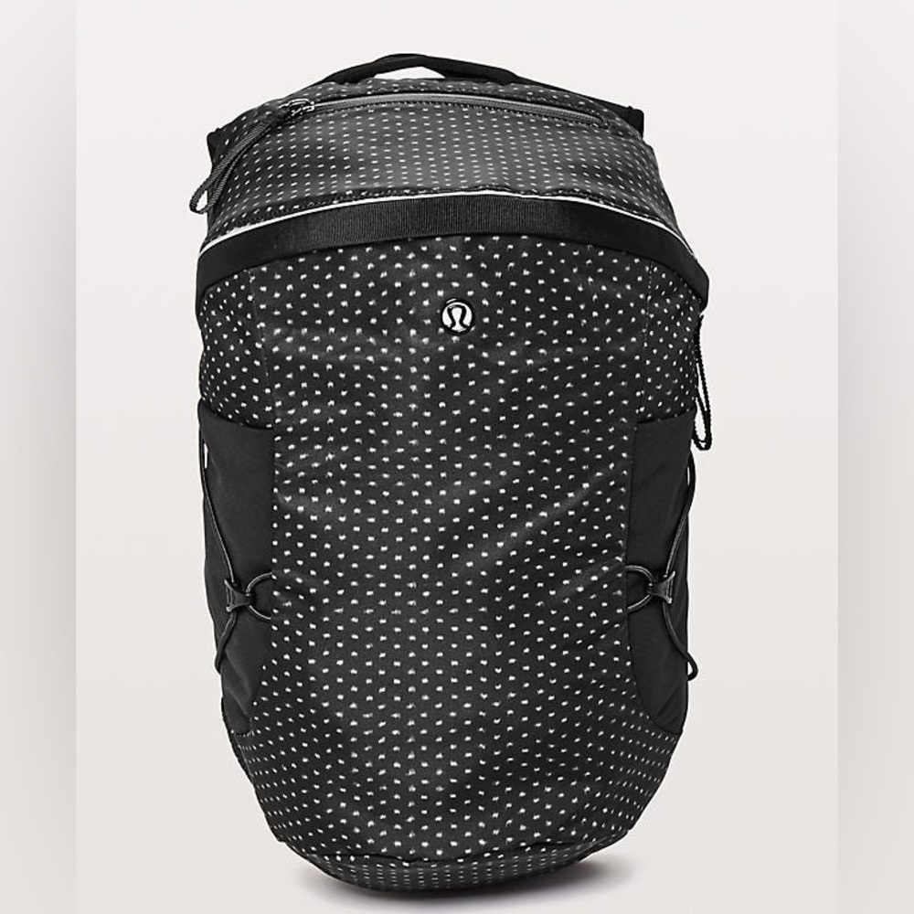 Lululemon Run All Day Backpack II *13L Black with White Polka Dots